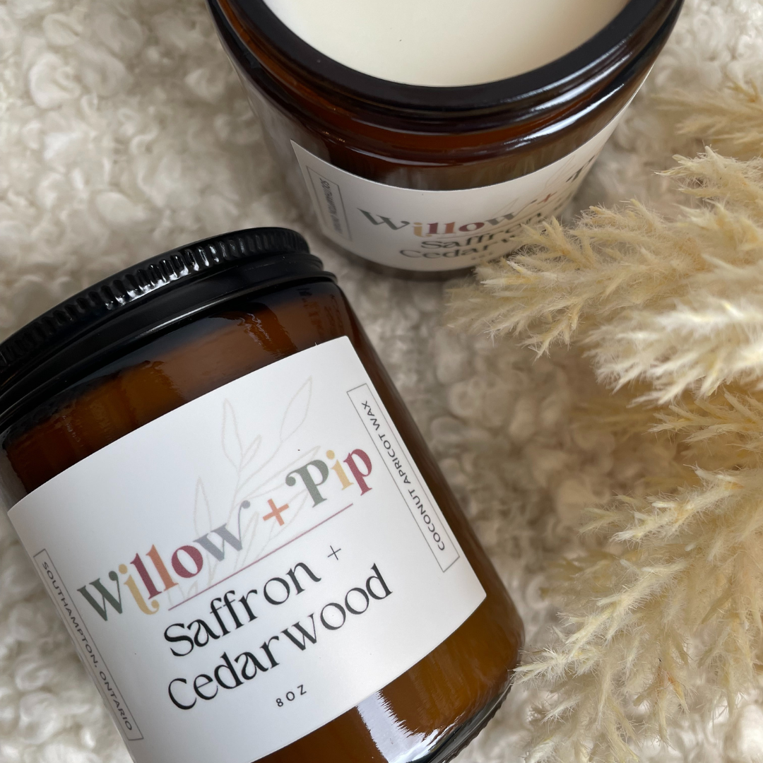 Saffron + Cedarwood | 8 Ounce Coconut Apricot Wax Candles | Toxin-Free