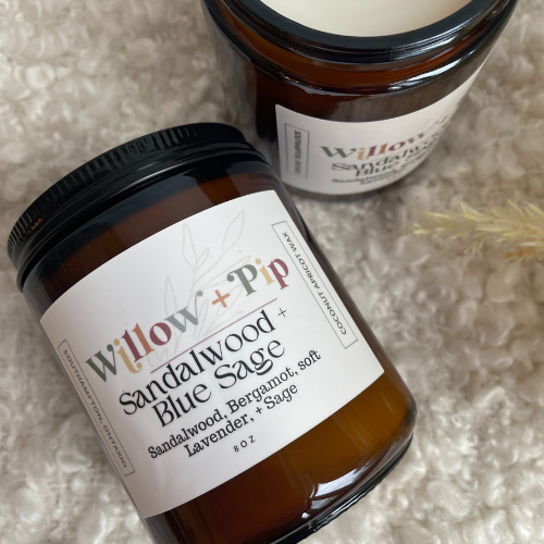 Sandalwood and Blue Sage - Coconut Apricot Wax Candle