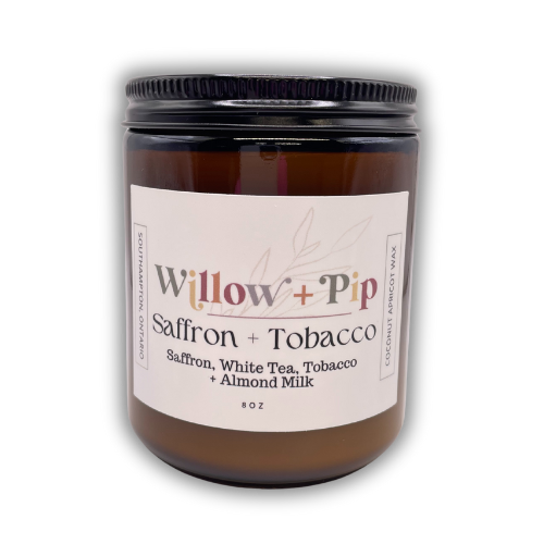 Saffron + Tabacco | 8 Ounce Coconut Apricot Wax Candles | Toxin-Free