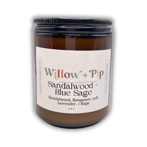 Sandalwood + Blue Sage | 8 Ounce Coconut Apricot Wax Candles | Toxin-Free