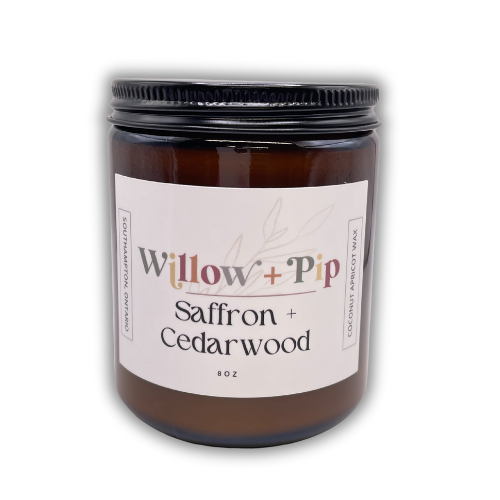 Saffron + Cedarwood | 8 Ounce Coconut Apricot Wax Candles | Toxin-Free