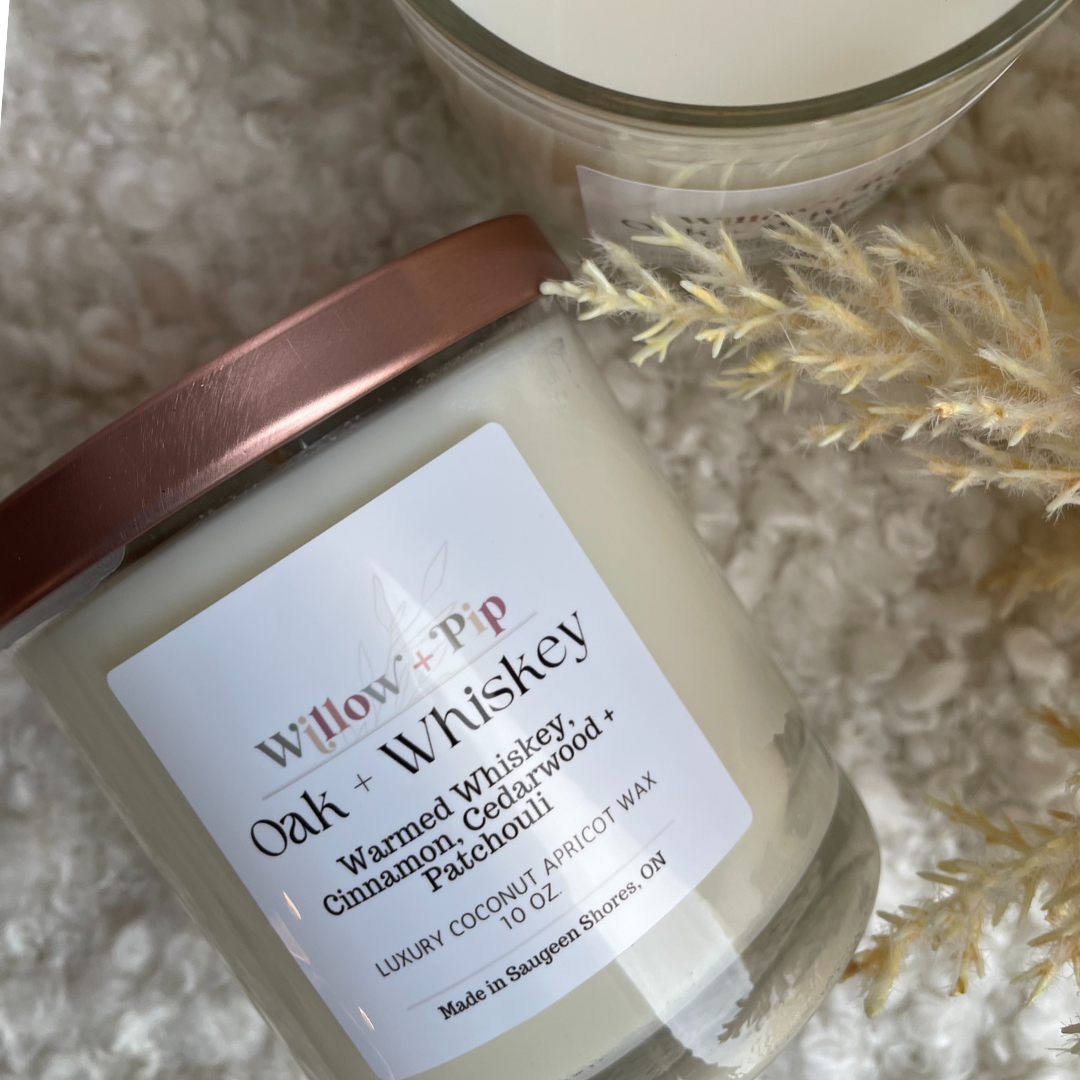 Oak + Whiskey | 10 Ounce Coconut Apricot Wax Candles | Toxin-Free