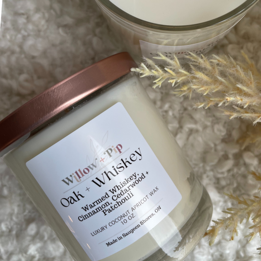 Oak + Whiskey | 10 Ounce Coconut Apricot Wax Candles | Toxin-Free