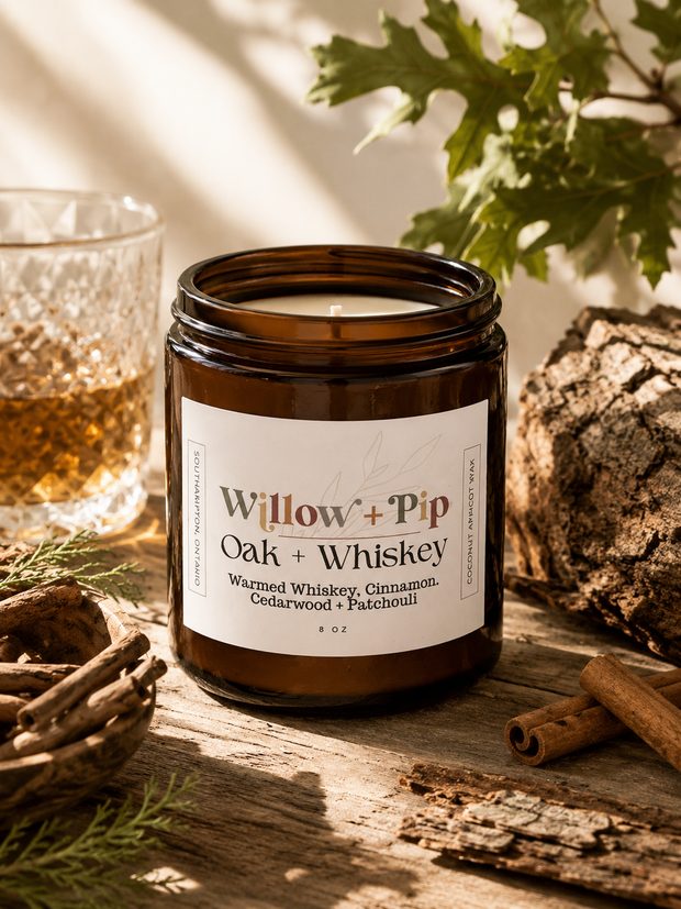 Oak and Whiskey - Coconut Apricot Wax Candle