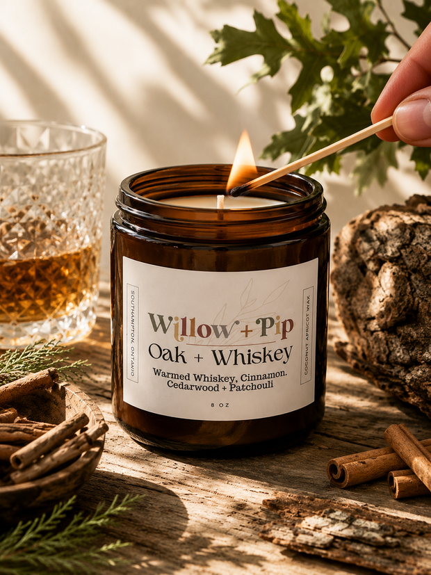 Oak and Whiskey - Coconut Apricot Wax Candle