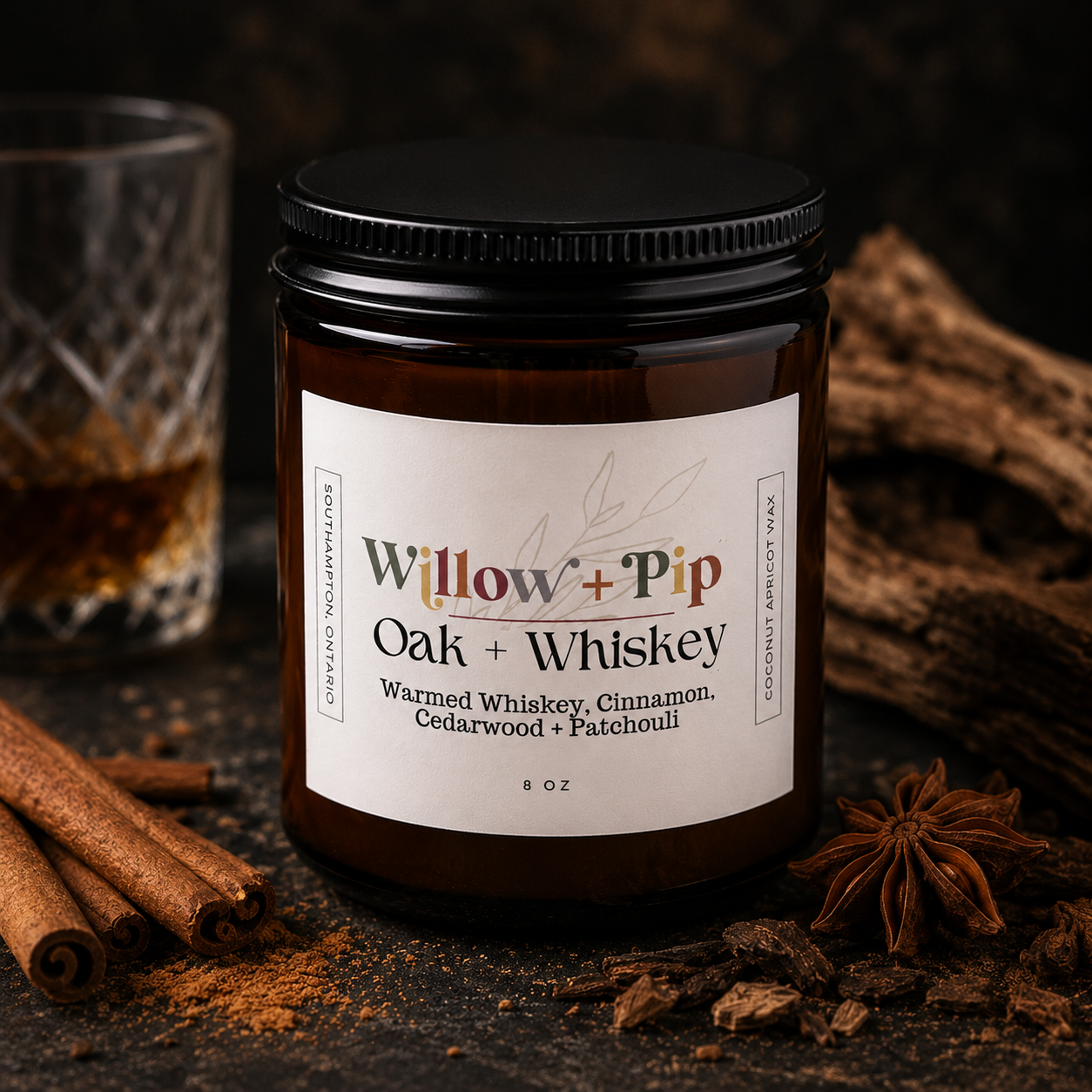 Oak + Whiskey - Coconut Apricot Wax Candle
