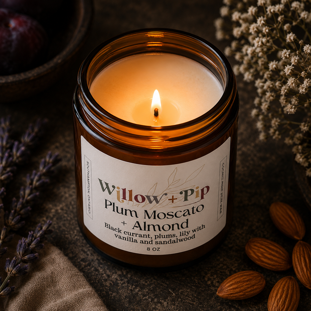Plum Moscato and Almond - Coconut Apricot Wax Candle