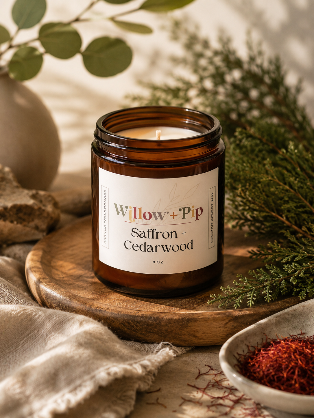 Saffron and Cedarwood - Coconut Apricot Wax Candle