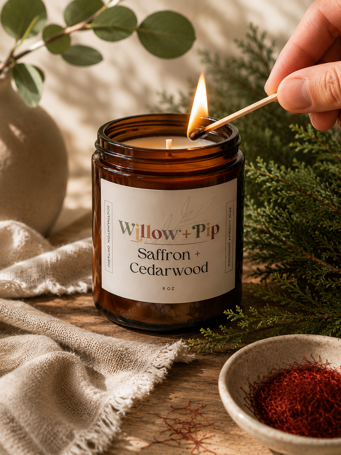 Saffron and Cedarwood - Coconut Apricot Wax Candle