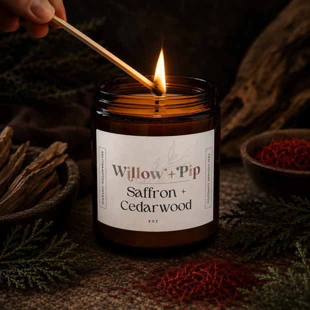 Saffron and Cedarwood - Coconut Apricot Wax Candle