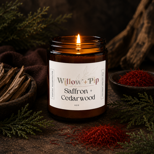 Saffron and Cedarwood - Coconut Apricot Wax Candle