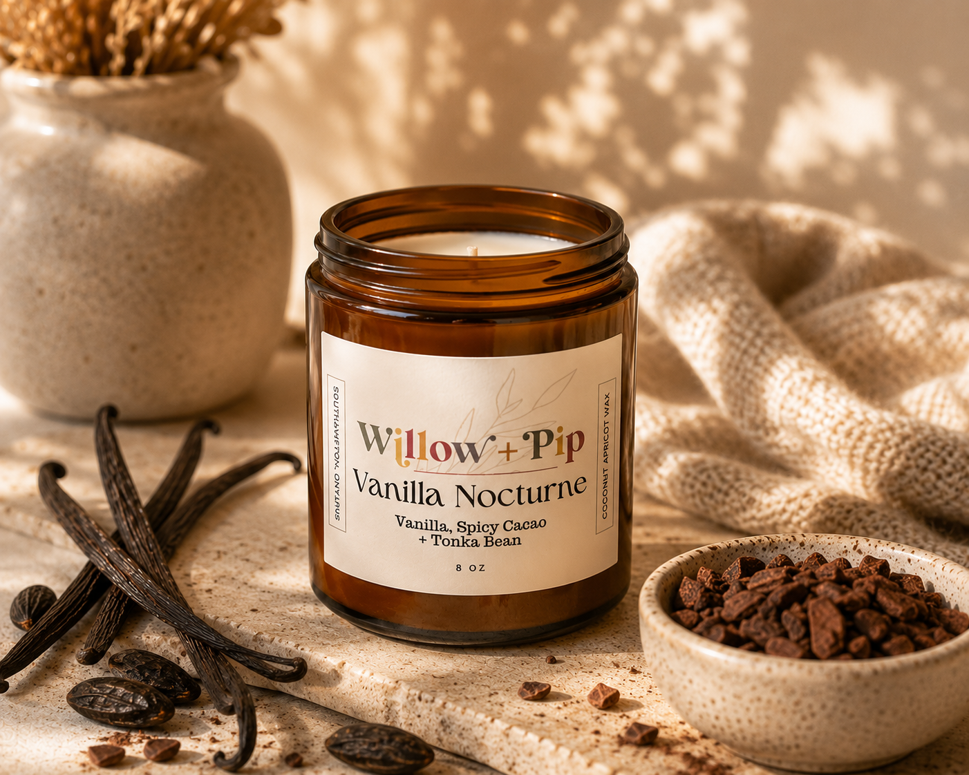 Vanilla Nocturne- Coconut Apricot Wax Candle