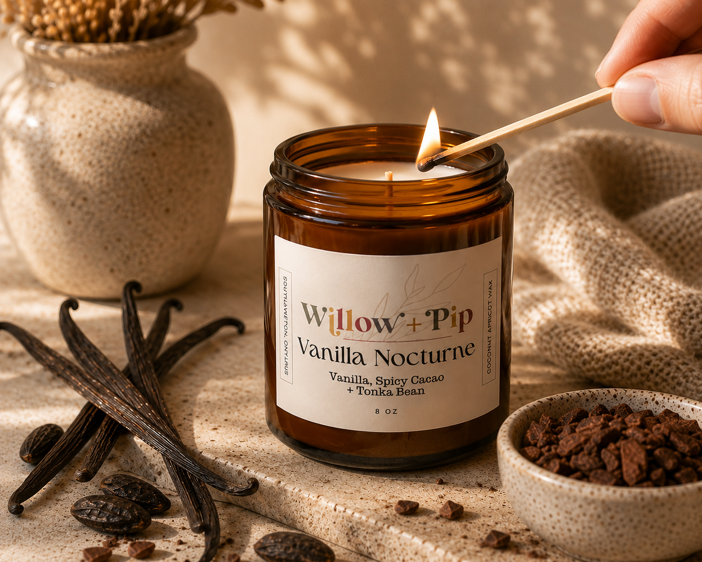 Vanilla Nocturne- Coconut Apricot Wax Candle