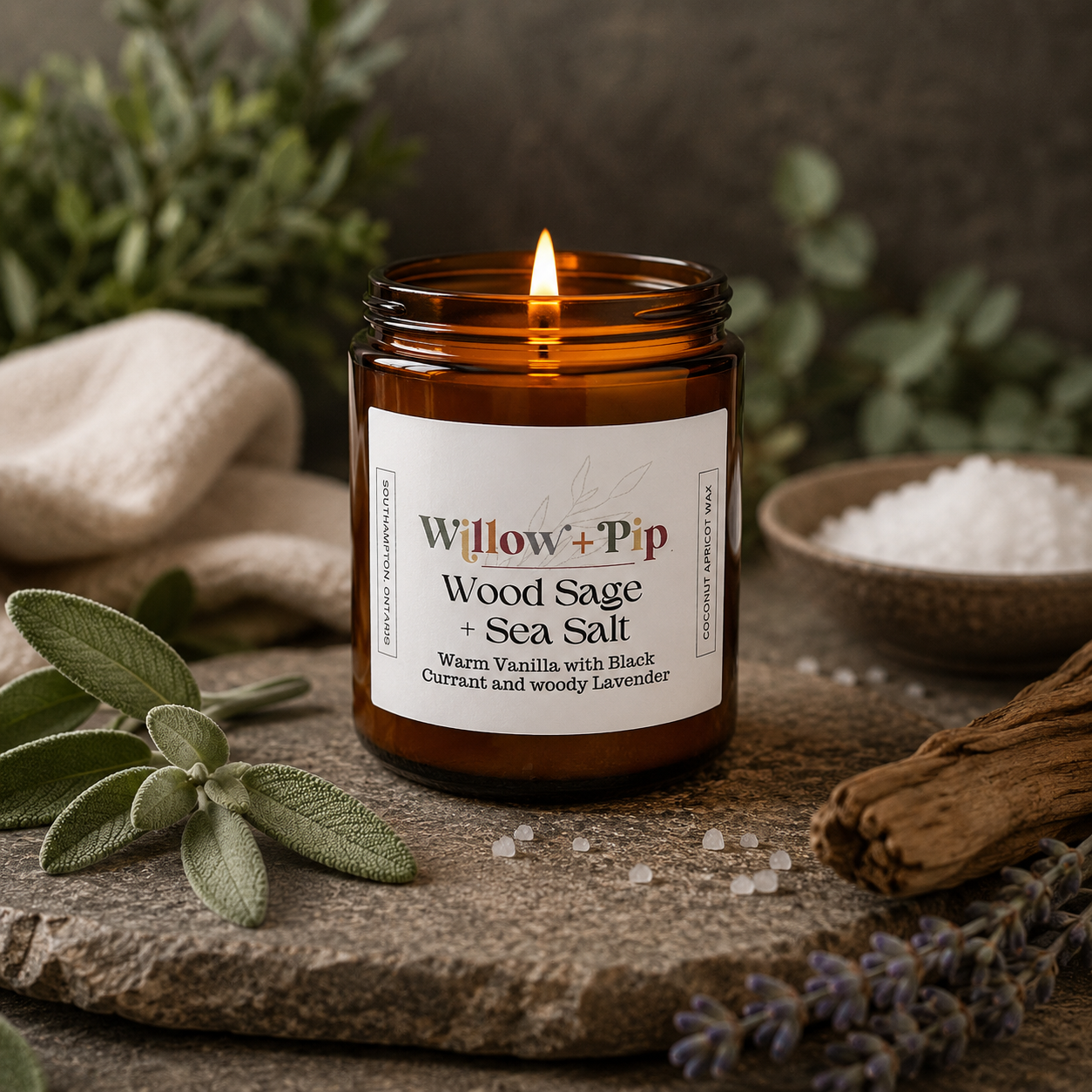 Wood Sage + Sea Salt - Coconut Apricot Wax Candle